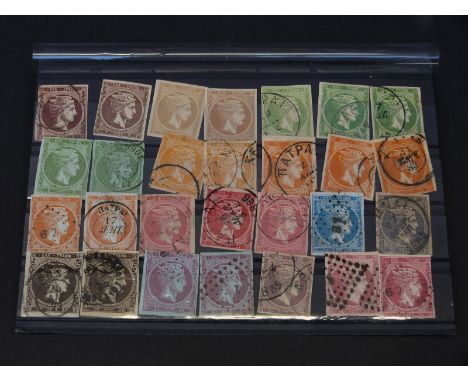 Greece. A good range of 1861 "Hermes" imperf stamps on a stockcard (28)