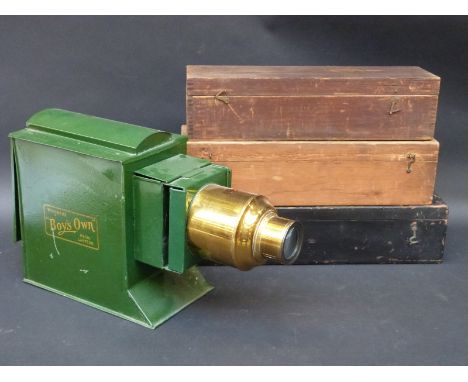 Butcher's Boys Own magic lantern with a collection of slides in three cases. 