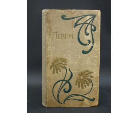 An Edwardian postcard album including Coronation cards, Tiverton, Worcester, stars of stage and screen, Newport, humour, Indi
