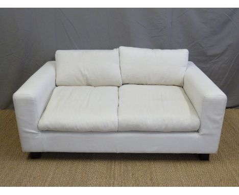 A Habitat three seat sofa bed and matching two seat example