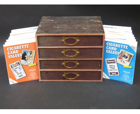 A vintage case containing a quantity of Players and other cigarette cards, together with a quantity of cigarette card value b
