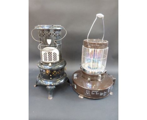 A KSM 'Moonlighter' Kero-Sun paraffin heater, together with a black enamelled Valor vintage example, 55cm tall