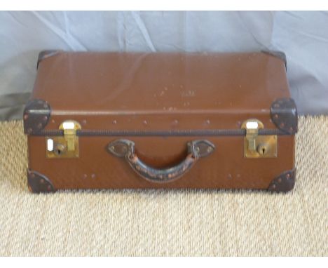 A vintage leather bound case, width 61cm