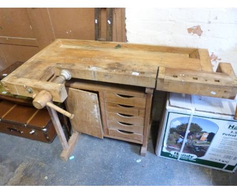 Possibly Sjobergs Sweden work bench (thought to be Swedish pine) together with a selection of tools