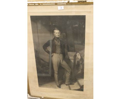 A FRAMED MEZZOTINT BEHIND GLASS - PORTRAIT VISCOUNT SANDON MP AFTER THOMAS HENRY ILLIDGE ENGRAVED GEORGE RAPHAEL WARD 1844