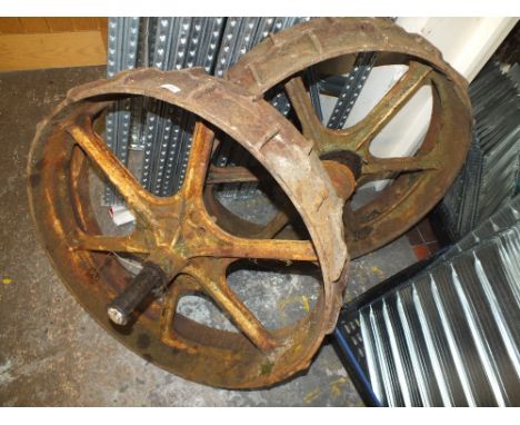TWO VINTAGE TRACTOR WHEELS