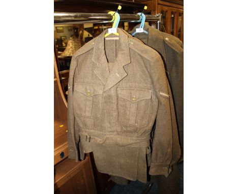 THREE BRITISH ARMY 1949 PATTERN UNIFORMS COMPRISING BATTLE DRESS BLOUSES & BATTLEDRESS TROUSES (6)