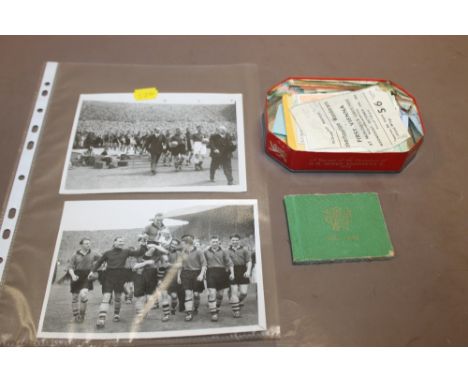 A SMALL QUANTITY OF WOLVERHAMPTON WANDERERS EPHEMERA TO INC PHOTOS. TICKET STUBBS ETC