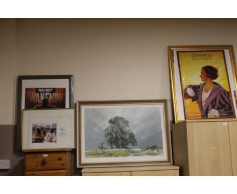 A SELECTION OF MODERN PICTURES & PRINTS TO INC A SIGNED DAVID SHEPHERD 'MELTING SNOW' PRINT