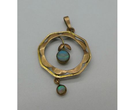 A 9ct gold and opal pendant