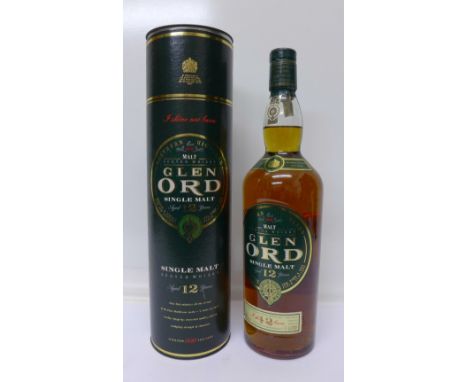 One bottle of Glen Ord, single malt Scotch whisky, 12 Years Old, boxed