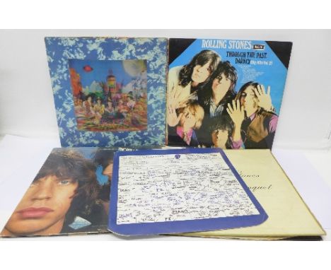 Five Rolling Stones albums, Their Satanics Majesty Request with holographic sleeve, Through the Past, Darkly, Beggars Banquet