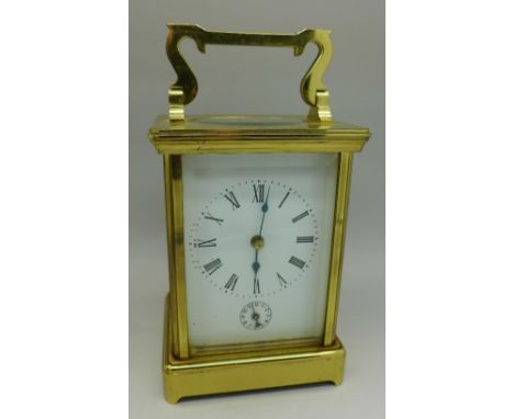 A French brass cased carriage clock, height 13.5cm
