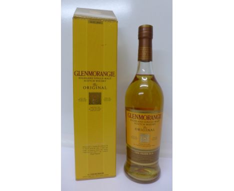 A bottle of Glenmorangie 10 Years Old single malt Scotch whisky, boxed