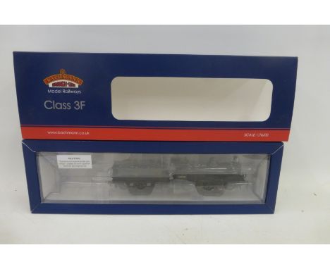 A Bachmann 00 gauge 31-628DC class 3F 43620 B.R. black late crest (weathered) locomotive and tender, boxed and in mint condit