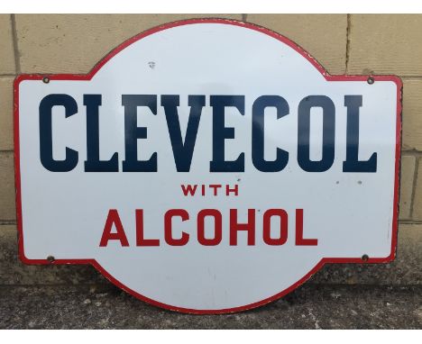 A Clevecol with Alcohol shaped double sided enamel sign, with good gloss, 30 x 24".