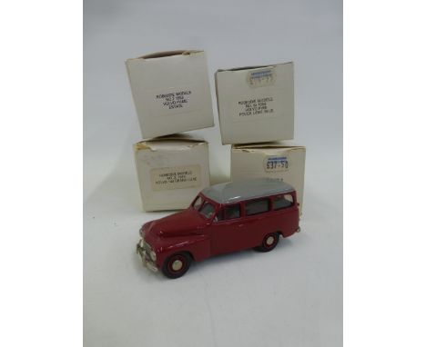 Four boxed Robeddie Brooklin Models - a 1953 Volvo PV445 Estate, a 1950 Volvo PV60 Police light blue, a 1973 Volvo 144 Grand 