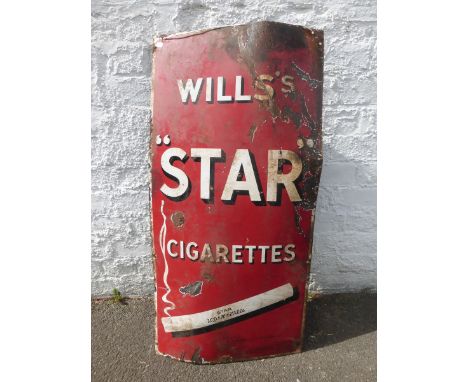 A Wills's "Star" Cigarettes rectangular enamel sign, 18 x 36".