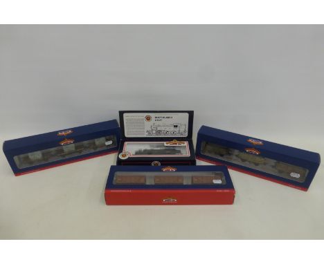 A Bachmann 00 gauge 31-451 Ivatt tank 41241 B.R. lined black, also a Bachmann 37-095 set of three Northern Private Owner wago