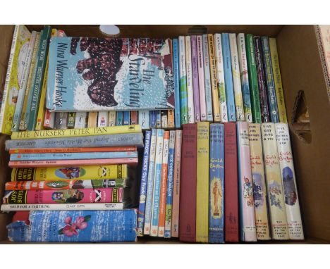 A box of assorted children's volumes including Enid Blyton 1960s Famous Five first editions with dust jackets.