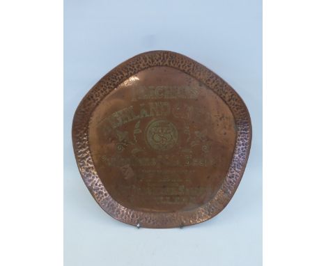 A Teacher's "Highland Cream" Perfection of Old Scotch Whisky copper tray.