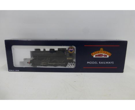 A Bachmann 00 gauge 32-575 Ivatt class 4 3001 L.M.S. black double chimney locomotive and tender, boxed and in mint condition.