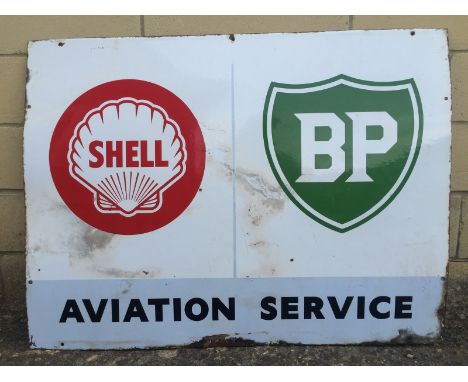 A Shell-BP Aviation Service rectangular enamel sign, 37 x 27".