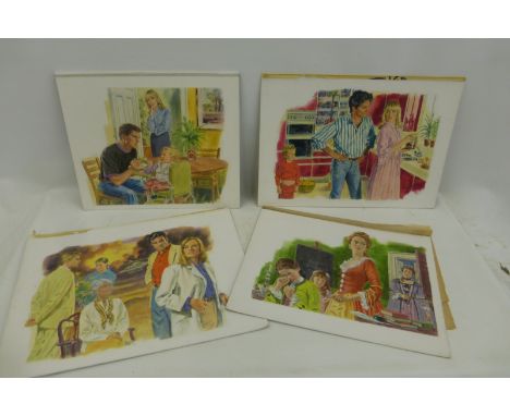 Four original pieces of art work possibly for television or films, titled "After the Storm", "Portrait of Jenny", "Where Ther