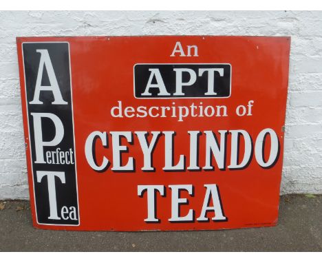 A large enamel sign advertising Ceylindo Tea by Chromo Wolverhampton, in near mint condition, 47 3/4 x 36".