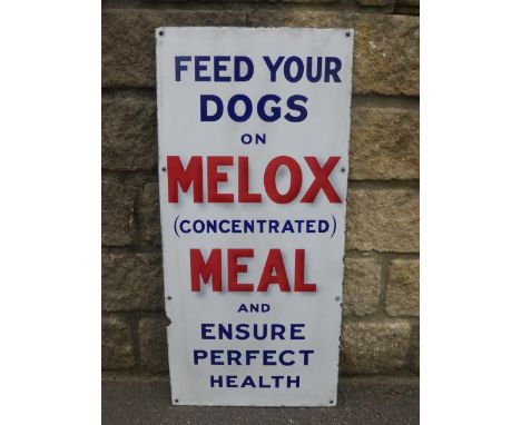A Melox (concentrated) Meal rectangular enamel sign by Jordan of Bilston, in very good condition, 14 x 30".