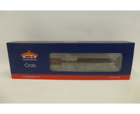 A Bachmann 00 gauge 32-181 L.M.S. "Crab" 1300 Crimson Lake locomotive and tender, boxed and in mint condition.