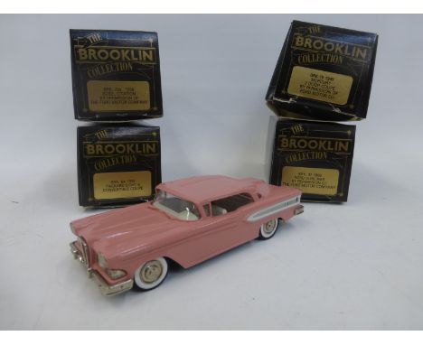 Four boxed The Brooklin Collection die-cast models - a 1932 Packard Light 8 Convertible Coupe, a 1958 Edsel Citation by permi