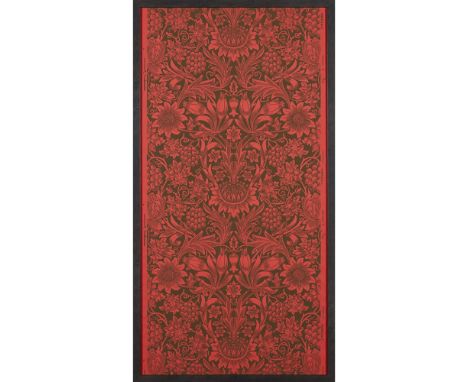 WILLIAM MORRIS (1834-1896) FOR MORRIS &amp; CO.'SUNFLOWER' FRAMED WALLPAPER PANEL, 1879 red colourway, manufactured and print