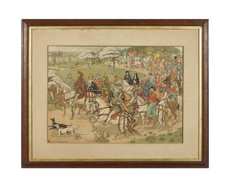 WALTER CRANE (1845-1915)A MEDIEVAL PROCESSION, DATED 1908 coloured lithograph, published by Franz Hanfstaengl and bearing ins