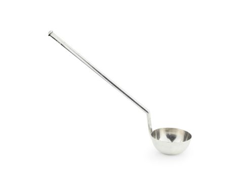 CHRISTOPHER DRESSER (1834-1904) FOR ELKINGTONSELECTROPLATE LADLE FOR SCOTT'S RESTAURANT, LONDON, CIRCA 1880 with circular bow