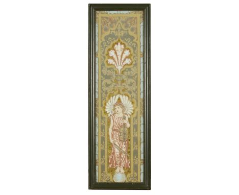WALTER CRANE (1845-1915)'MUSIC', A PAIR OF HAND-BLOCKED WALLPAPER PANELS, CIRCA 1870 each depicting an angel holding a viola 