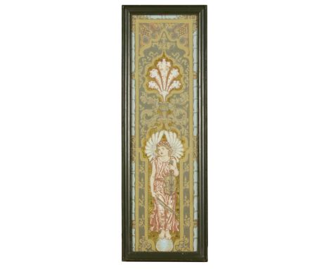 WALTER CRANE (1845-1915)'MUSIC', A PAIR OF HAND-BLOCKED WALLPAPER PANELS, CIRCA 1870 each depicting an angel holding a viola 