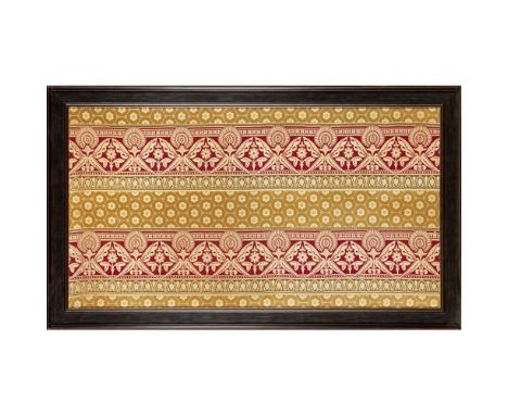 CHRISTOPHER DRESSER (1834-1904) FOR J.W. & C. WARD, HALIFAXAESTHETIC MOVEMENT SILK AND WOOL FABRIC PANEL, CIRCA 1873 woven as