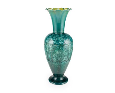 CHRISTOPHER DRESSER (1834-1904) FOR LINTHORPE ART POTTERY, MIDDLESBROUGHLARGE BALUSTER VASE, CIRCA 1880 with trumpet neck and