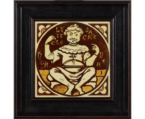 JOHN MOYR SMITH (1839-1912) FOR W.B. SIMPSON &amp; SONSFIVE 'NURSERY RHYME' SERIES FRAMED TILES, CIRCA 1875 four bearing insc