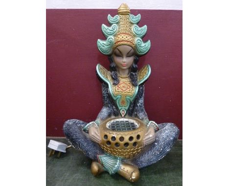 A 1960's table lamp in the form of a Far Eastern deity, restored