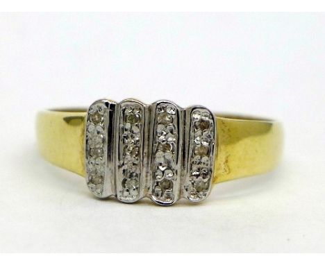 A 9ct gold and diamond set ring, weight 1.4g, size O