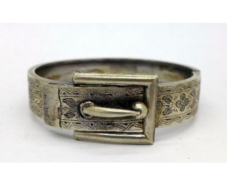 A Victorian white metal bangle (tests as silver)