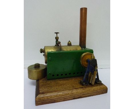 A scratch built model steam engine, length of base 18cm
