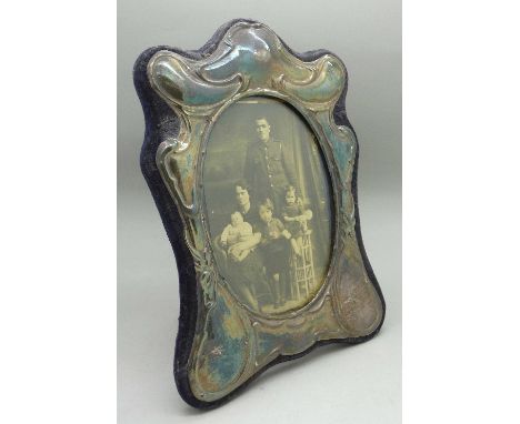 An Art Nouveau style silver photograph frame, height 20cm