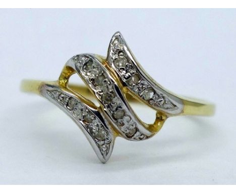 A 9ct gold and diamond set ring, weight 1g, size O