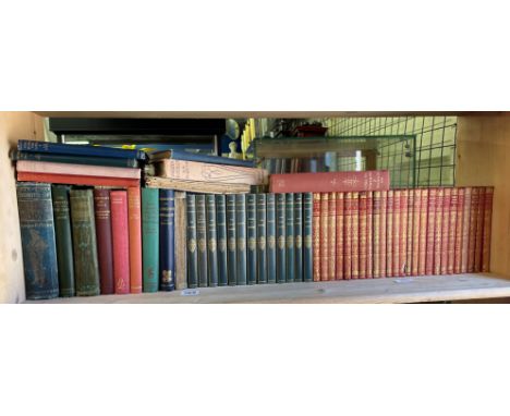 SHELF OF BOOKS INCLUDING STORIES BY JOHN GALSWORTHY AND RUDYARD KIPLING, FOUR WINNIE-THE-POOH NOVELS BY A.A MILNE, AMONGST OT