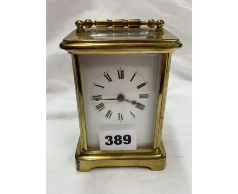 SQUARE BRASS FACED CARRIAGE CLOCK