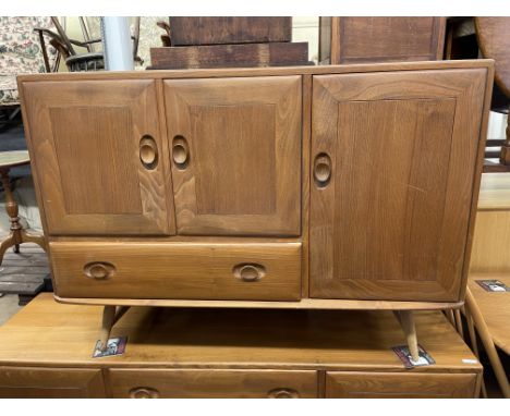 ERCOL LIGHT ELM SIDE CABINET HEIGHT 82CM, WIDTH 115CM, DEPTH 44CM APPROX