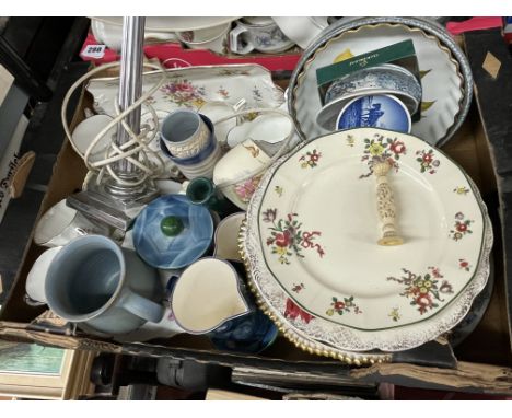 BOX - CERAMICS, HAMMERSLEY PART BONE CHINA TEASET, ROYAL DOULTON CHRISTMAS PLATES, AINSLEY QUEEN MOTER FINE BONE CHINA PLATE